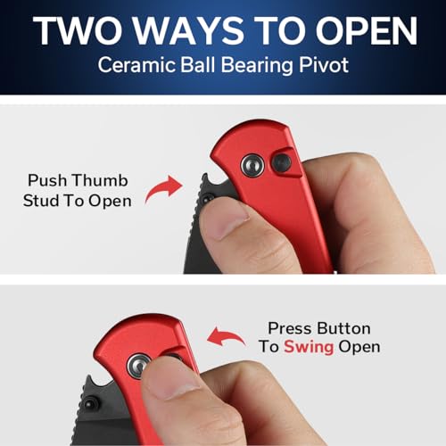 CIVIVI Pocket Folding Knife- Qubit Button Lock Utility Knife with Thumb Stud Opener for EDC, 2.98" 14C28N Blade Aluminum Handle, Gift for Men Women C22030E-2