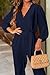 PRETTYGARDEN Jumpsuits for Women Dressy Long Sleeve One Piece Long Pants Rompers with Belt Pockets V Neck Casual Fall Outfits (Navy,Medium)