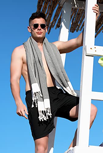 Istanbul Turkish Beach Towel 100% Cotton Quick Dry Sand Free Beach Towels For Adults - Sandproof Turkish Towels For Beach Pool Bath Yoga Blanket (36 X 71) Large Bath Towels Oversized (Black) #TOP1