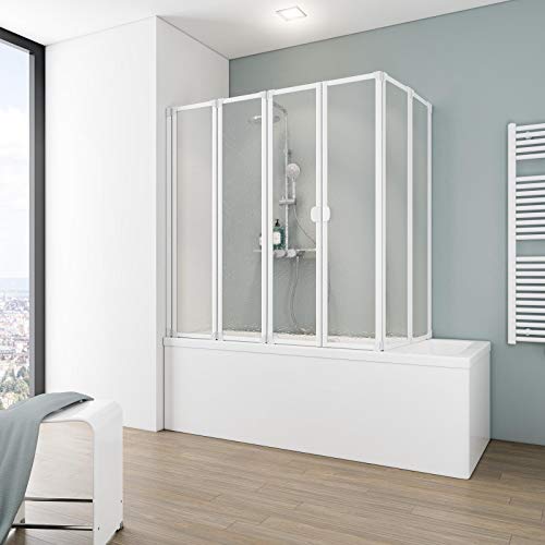 Schulte Duschwand für Badewanne faltbar für Badewanne 70-80 cm, einfacher Aufbau, Kunstglas Softline hell Duschabtrennung, alpinweiß, langlebig, D1700 04 01