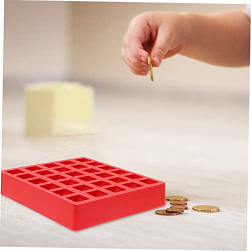 2 piezas cajas multi-rejilla para monedas rojo miniatura 2