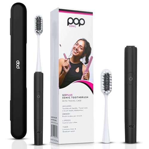 Go Plus Sonic Toothbrushes for Adults w/Electric Toothbrush Case (Black) - Electric Toothbrush for Adults & Kids - Sonic Toothbrush w/ 2 Speeds - 18000-24000 Vibrations Per Minute