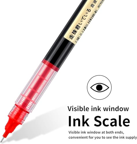 Image of like it 0.5mm Roller Pen Color ink Straight Liquid Rollerball Gel Pen for School Office Stationery Pack of 12 (Red & Black)