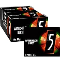 5 Gum Watermelon Burst, Sugar Free Chewing Gum, 12-Stick Pack (10 Pack)