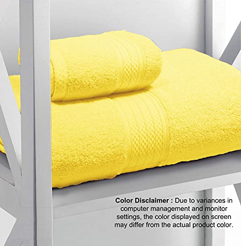 Glamburg 6 Piece Towel Set, 100% Combed Cotton - 2 Bath Towels, 2 Hand Towels, 2 Wash Cloths - 600 Gsm Luxury Hotel Quality Ultra Soft Highly Absorbent Towel Set For Bathroom - Lime Yellow #TOP4