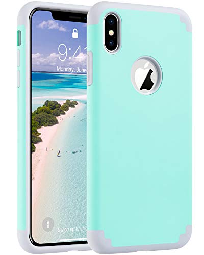 ULAK iPhone Xs Max Case, Slim Protective Cover Hybrid Soft Silicone Rubber Hard Back Cover Anti Scratch Bumper Case for Apple iPhone Xs Max 6.5 Inch 2018 (Mint Green)