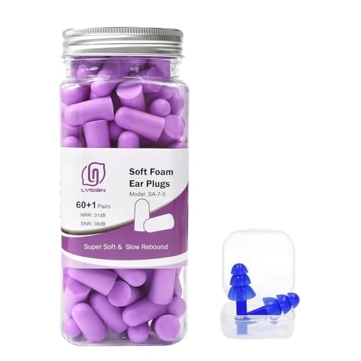 LYSIAN Ultra Soft Foam Earplugs Sleep, 38dB Noise Cancelling Ear Plugs for Sleeping, Shooting Snoring, Work Loud - 60 Pairs Purple