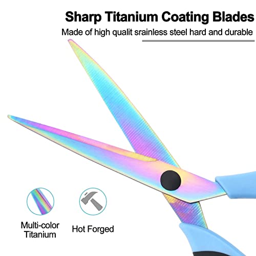 Craft Scissors, All Purpose Sharp Titanium Blades Shears, Rubber Soft Grip Handle, Multipurpose Fabric Scissors Tool Set Great For Office, Sewing, Arts, School And Home Supplies, 1 Set Of 3 Pack #TOP2