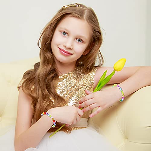 Junkin 16 Pieces Kids Bracelet For Girls Princess Beads Bracelet Cute Rainbow Bead Bracelets Girls Jewelry For Birthday Party Favors #TOP1