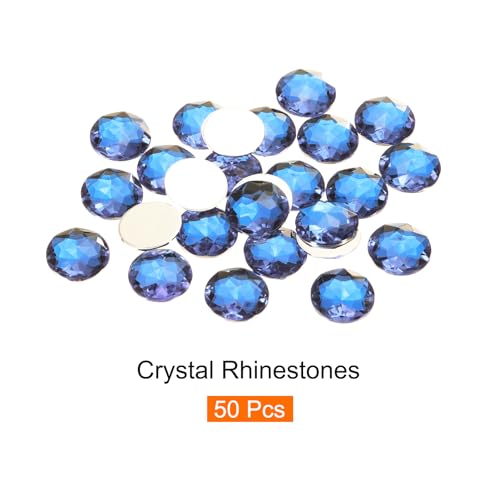 Image of MECCANIXITY Flat Back Round Acrylic Rhinestones,12mm Deep Blue Flatback Crystal Rhinestones for Crafts Clothes Shoes DIY Decoration Gifts 50Pcs