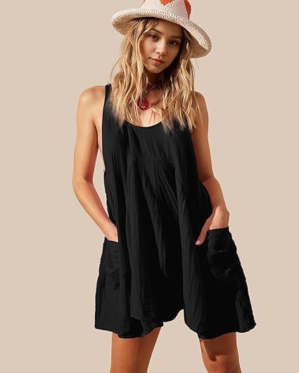 Women Casual Dresses Sleeveless Crew Neck Backless Tunic Mini Dress Loose Flowy Tank Sundress with Pockets - Image 2