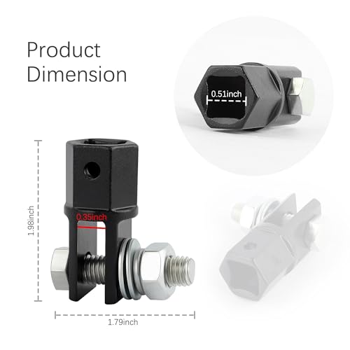 Image of 1 /2 inch Scissor Jack Adapter,Scissor Jack Drill Adapter Fit 1 /2 inch Impact Drill and 13 /16 inch Lug Wrench to Lift Car Scissor Jack Height,Professional Car Accessories Scissor Lift Jacks Part