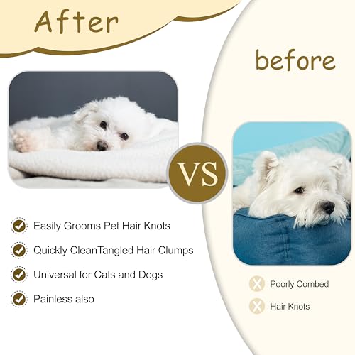 Image of 2-in-1 Pet Hair Removal Massaging Shell Comb, Soft Deshedding Brush for Cats & Dogs, Gentle Grooming Tool for Mats & Tangles (White)