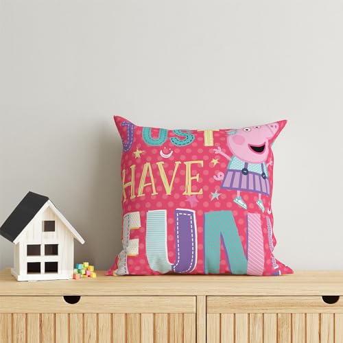 Image of Sassoon Peppa Pig Reversible Cartoon Printed Cushion Cover, Pink (Pack of 1)