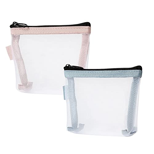 2PCS Mini Makeup Bag,Zipper Mesh Bags,Portable Small Makeup Pouch for Women,Small Travel Cosmetic Bag,Mini storage bag for coin,lipstick,jewelry