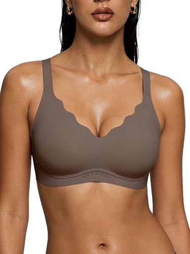 Image of As Fairy Wireless Bras for Women Full Coverage Seamless Scalloped Push Up No Underwire Everyday Bra with Air Holes