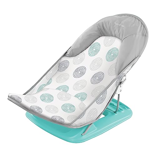 Image of Summer Infant Deluxe Baby Bath Seat, Adjustable Support for Sink or Bathtub, Includes 3 Reclining Positions - Dashed Dots
