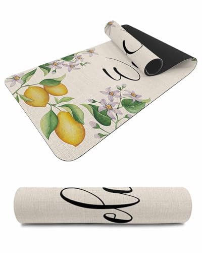 Debedcor Heat Proof Table Pads Waterproof Decorative, Summer Lemon Non-Slip Table Countertop Protector, Pastoral Rustic Floral Botanical Insulation Mat for Kitchen Room, 40 x 12 Inches