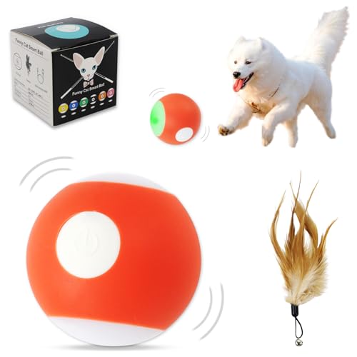 Gytera selbstrollender Ball Hund, Interaktives hundeball elektrisch LED hundespielzeug, smart Active Rolling Ball Hund mit USB-Kabel für Hunde Spielen für langeweile drinnen draußen