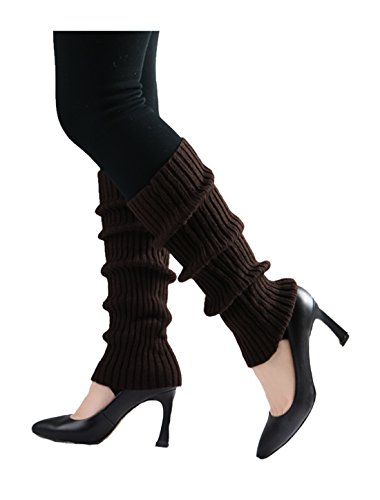Image of uxcell Women's Knitted Design Solid Warm Thick Knee High Length Ribbed Leg Warmers
