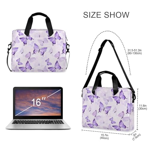 Bolso maletín para laptop con diseño mariposas moradas miniatura 5