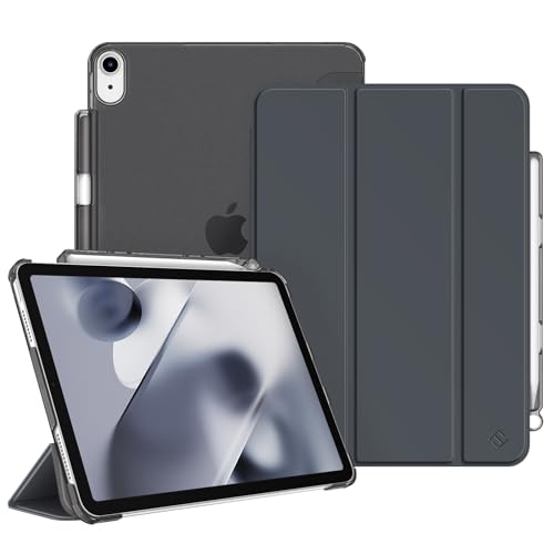 FINTIE Coque pour iPad Air 11 Pouces (M3) 2025/(M2) 2024 et iPad Air 5e/4e Génération 10.9 Pouces (2022/2020) - [Rangement de Stylet] Étui Transparent Mat, Housse Fine, Gris Sidéral