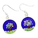 Glass Of Venice Murano Glass Millefiori Round Dangle Earrings Tree of Life - Silver