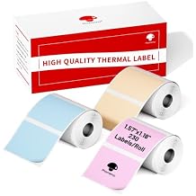 Phomemo M110/M100/M220/M250/M108 Sticker Labels- 1.57"x1.18"40x30mm Black on Pink, Khaki and Blue Label for Small Business, Home, Office, 230 Labels/Roll