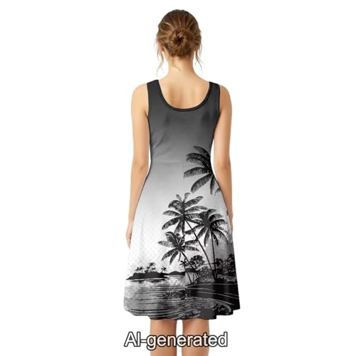 Image of Dreaweet Casual Sleeveless Dresses for Women Girls, Round Neck Tank Dresses with Pockets Summer Sundress Size XS-4XL