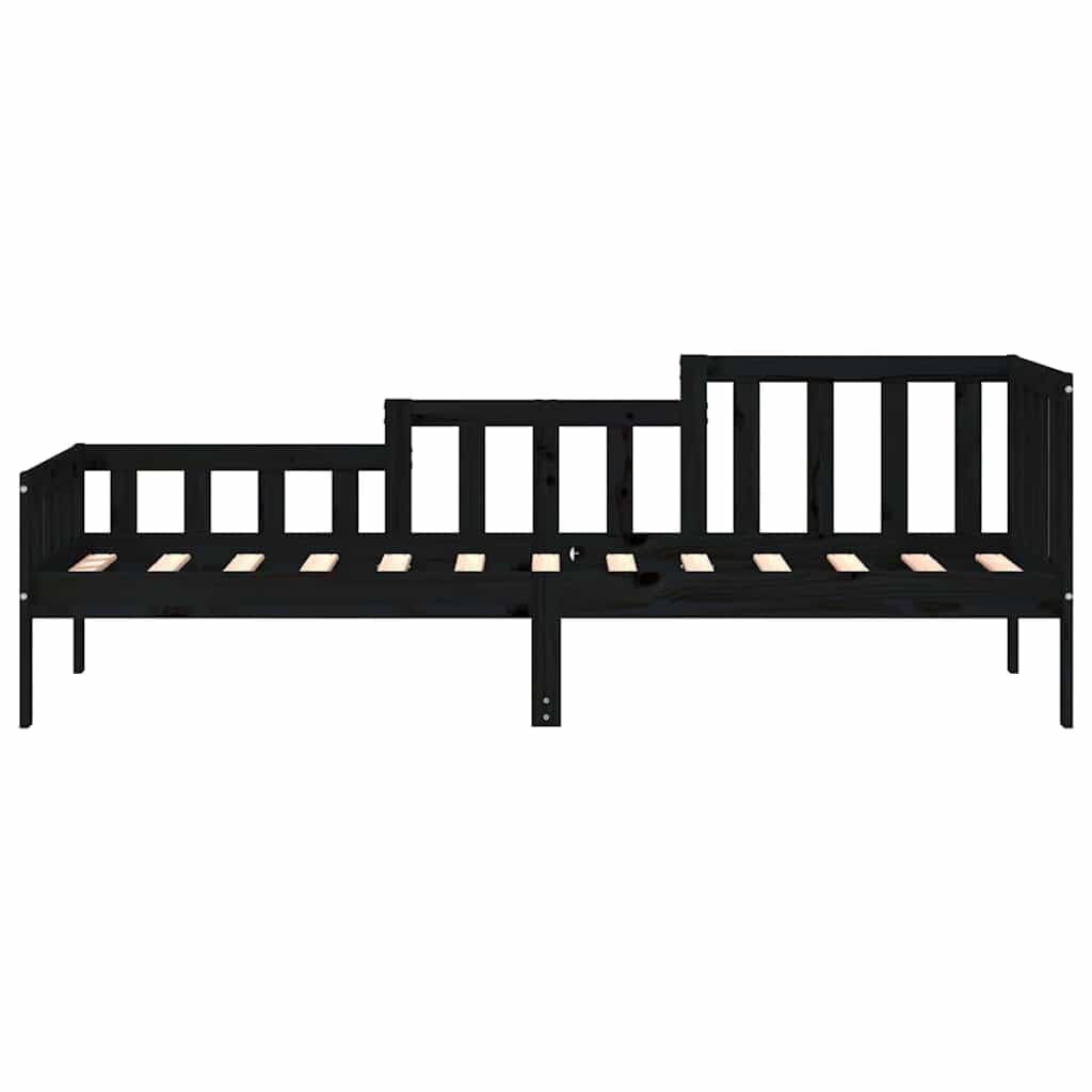 Sofa rozkładana bez materaca z litego drewna sosnowego czarnego 80x200 cm