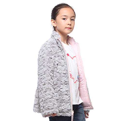 Rokka&Rolla Girls' Reversible Water-Resistant Teddy Sherpa Fleece Puffer Jacket Winter Coat3
