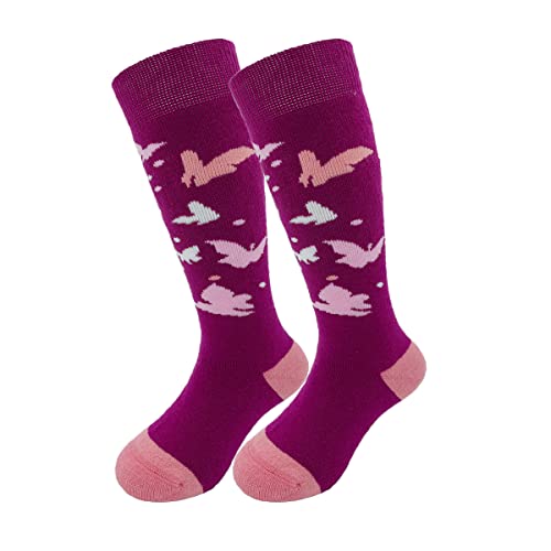 2 pares de meias de neve de inverno de lã merino acima da panturrilha para meninos e meninas, Borbol