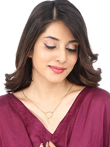 Image of Yellow Chimes Fashion Stainless Steel Gold Plated Initial Letter Pendant for Women and Girls