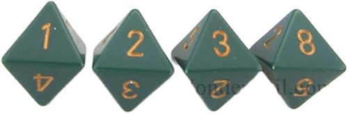 WCXPQ0815E4 Dusty Green Opaque Dice with Copper Numbers D8 Aprox 16mm (5/8in) Pa