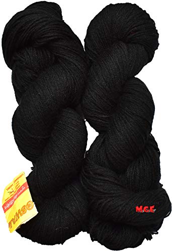 Image of M.G Enterprise Os wal Knitting Yarn 3 ply Wool, Black 500 GMS Best Used with Knitting Needles, Crochet Needles Wool Yarn for Knitting.-K Art-AH