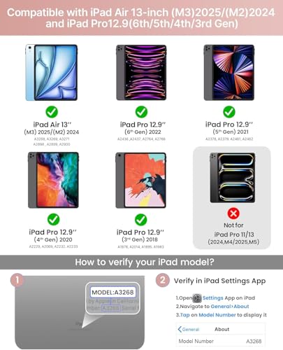 Image of typecase Edge for iPad Air 13 (M4 /M3 /M2, 2026 /2025 /2024) & Pro 12.9 (6th /5th /4th /3rd Gen) with 11-Color Backlit & Precision Trackpad, Magic Floating Keyboard (NOT FIT to Pro 13 (M5 /M4) -Rose Gold'26