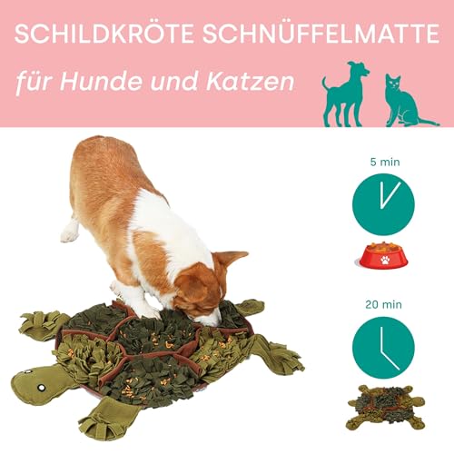 Emmi-pet Schnüffelteppich Schildkröte - Intelligenzspielzeug für Hunde 52x71cm | Geruchstraining & Belltraining | langsames Fressen | maschinenwaschbar | freundliches & weiches Material