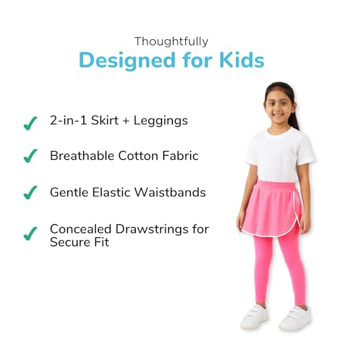 Image of YouGotPlanB Skeggings for Girls | Pack of 1 | 2-in-1 Skirt with Attached Leggings | Cotton | Ages 4-16 Years | Comfort fit | Ideal for Sports & Play
