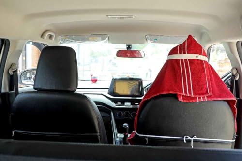 Image of MISHIKA Cotton Car Seat Towel Cover, Universal Fit, Beige, Soft Driving Comfort, 130x50 cm (1, Red, 30 x60)
