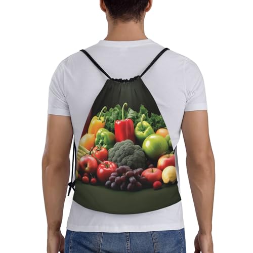 Fruits and vegetables Drawstring Backpack for Men Women Sports Sackpack Waterproof Gym Sack Draw String Cinch Bags Medium2