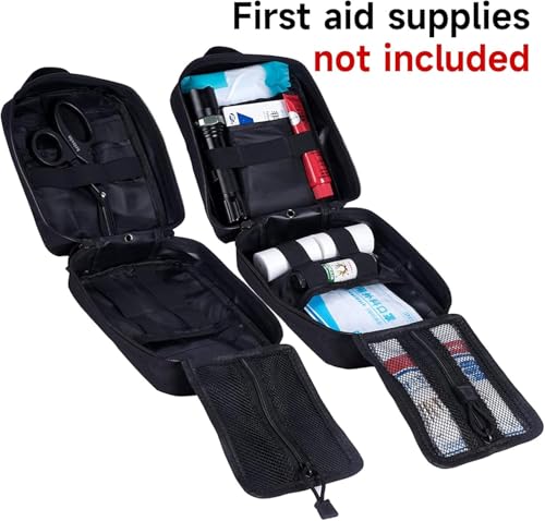 Image of Sumiko Nylon First Aid Box for Medical Emergency Kit | Heavy Duty and Large Capacity Military Grade | Rip-Away Ifak Pouch for Sports Hiking Camping Traveling Bag (Black)