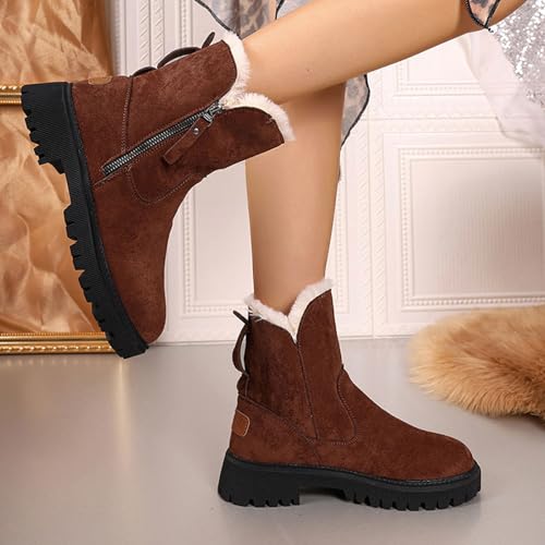 Bottes d'hiver en daim avec fermeture éclair latérale pratique