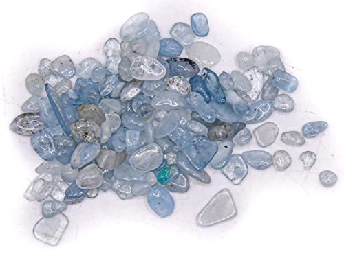 100G (3.5Oz) Blue Clear Aquamarine Beryl Small Tumbled Stones Reiki Crystal Jewelry Making Home Decoration Natural Gemstone Mineral Pebble Specimens - 1 Bag #TOP16