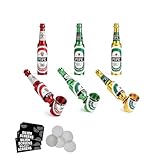 Joyoldelf 3pcs Metal Tobacco Pipe - Beer Bottle Smoking Pipe with Multi-Color (Red, Green, Gold), Creative Portable Pipe with Random Pattern, Pipe Starter Kit for Beginners with 3 Pack of Metal Screen
