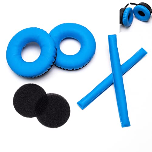 Image of Rainbow Color Ear Pads Headband Cushion Kits Compatible with Sennheiser HD25 HD250BT HD25-ll HD25S Il HMD25 Headphone Foam Covers (Blue Sets)