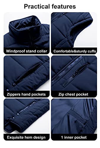 Chrisuno Men's Lightweight Puffer Breathable Winter Outdoor Vest Insulated Jacket Navy Xl #TOP5