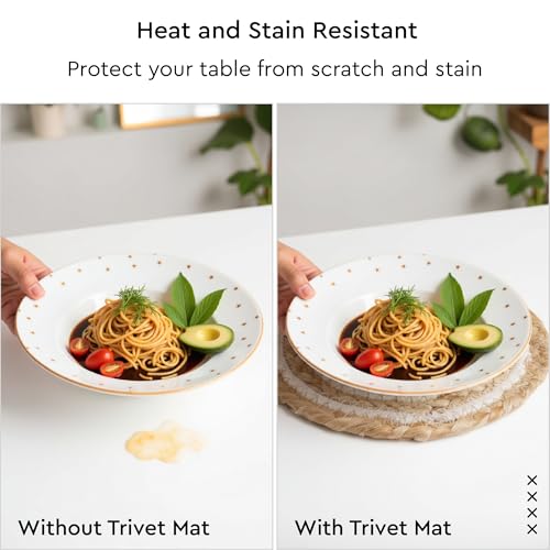 Image of Encasa XO Jute Trivets for Hot Dishes, Heat Resistant Pot Holder White