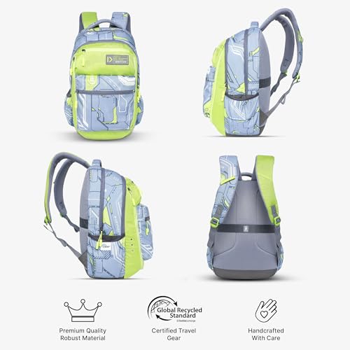 uppercase 36L Pixel 01 Laptop Backpack | Triple Compartment | Quick-Access Pocket & Shoe Pocket | Well- Padded Backpack | Trolley Sleeve | For Men & Women | 750 Days Warranty (Grey)