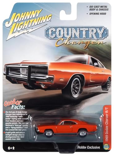 Johnny Lightning 1969 R/T Orange Country Charger 1/64 Diecast miniatura 2