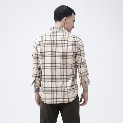 Image of BASICS 100% Cotton Checked Shirt for Men | Slim Fit | Everyday Smart Casual Wear | Full Sleeve